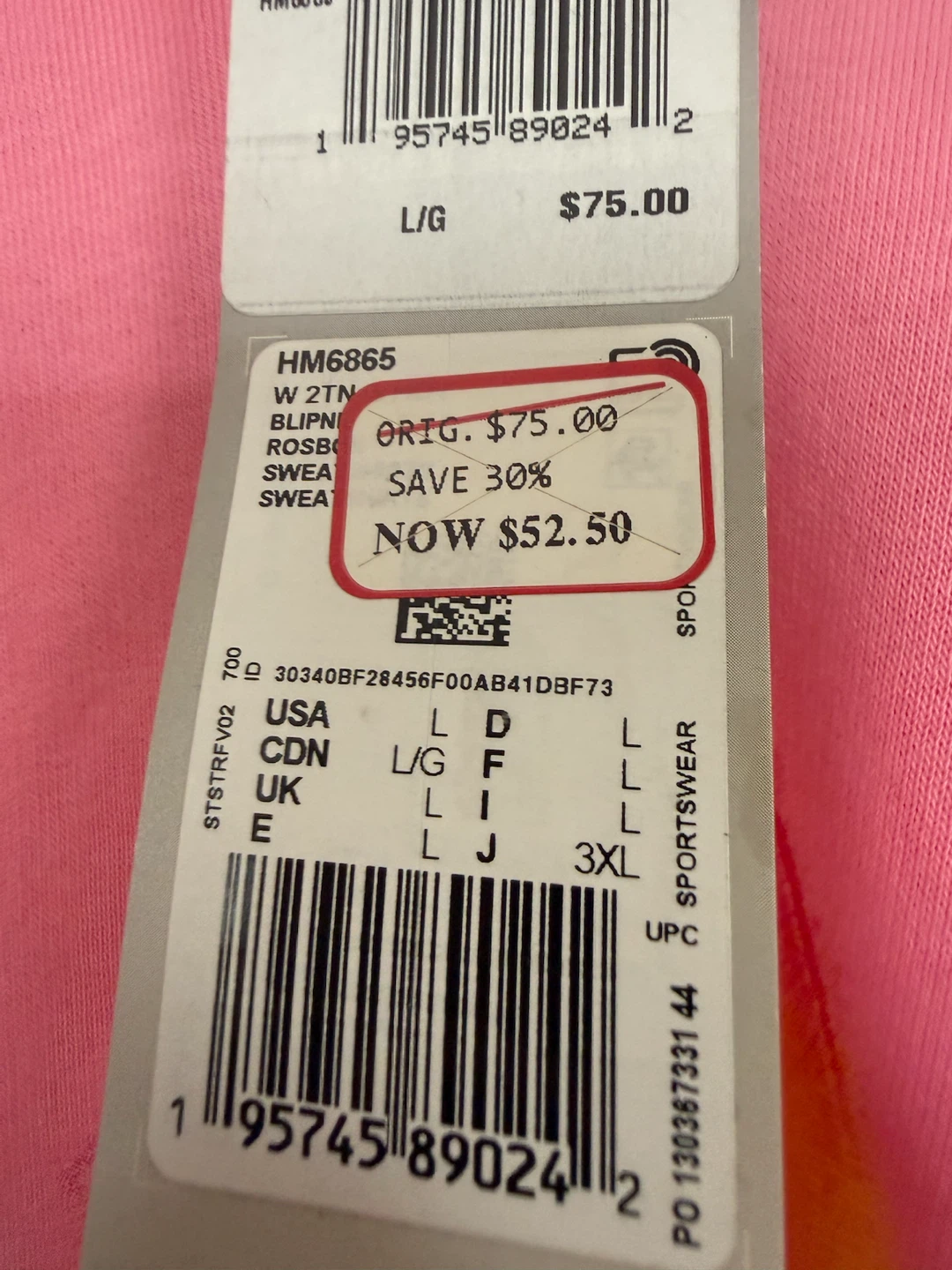 Adidas Pink Hoodie Sweatshirt L/G