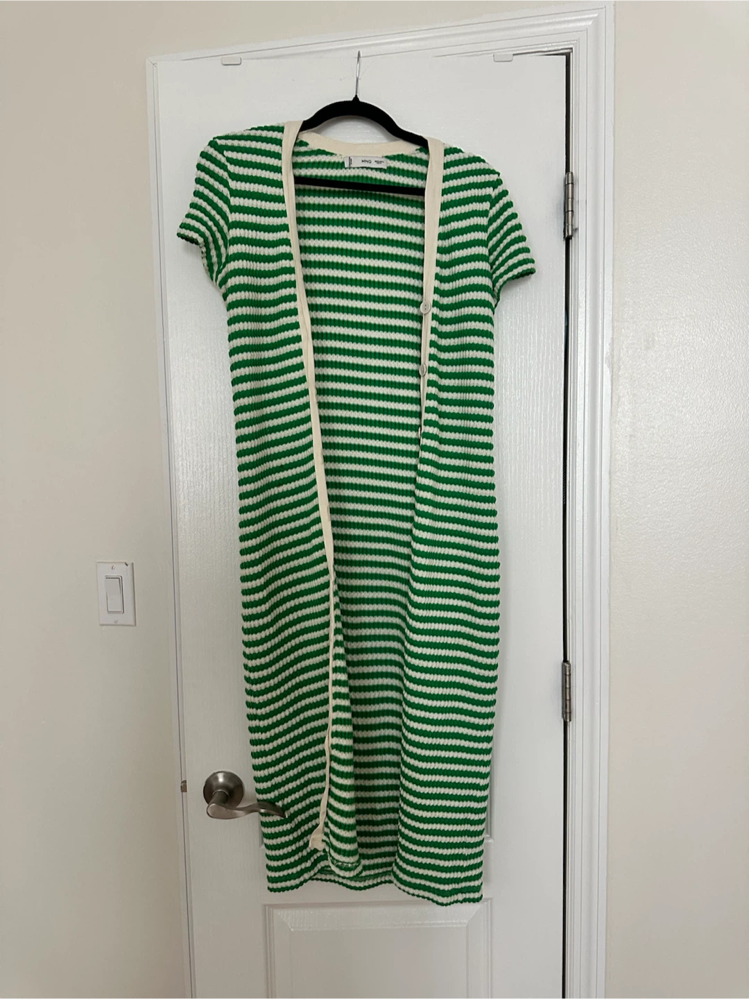Mango Striped Green & White Button-Up Midi Dress - photo 2