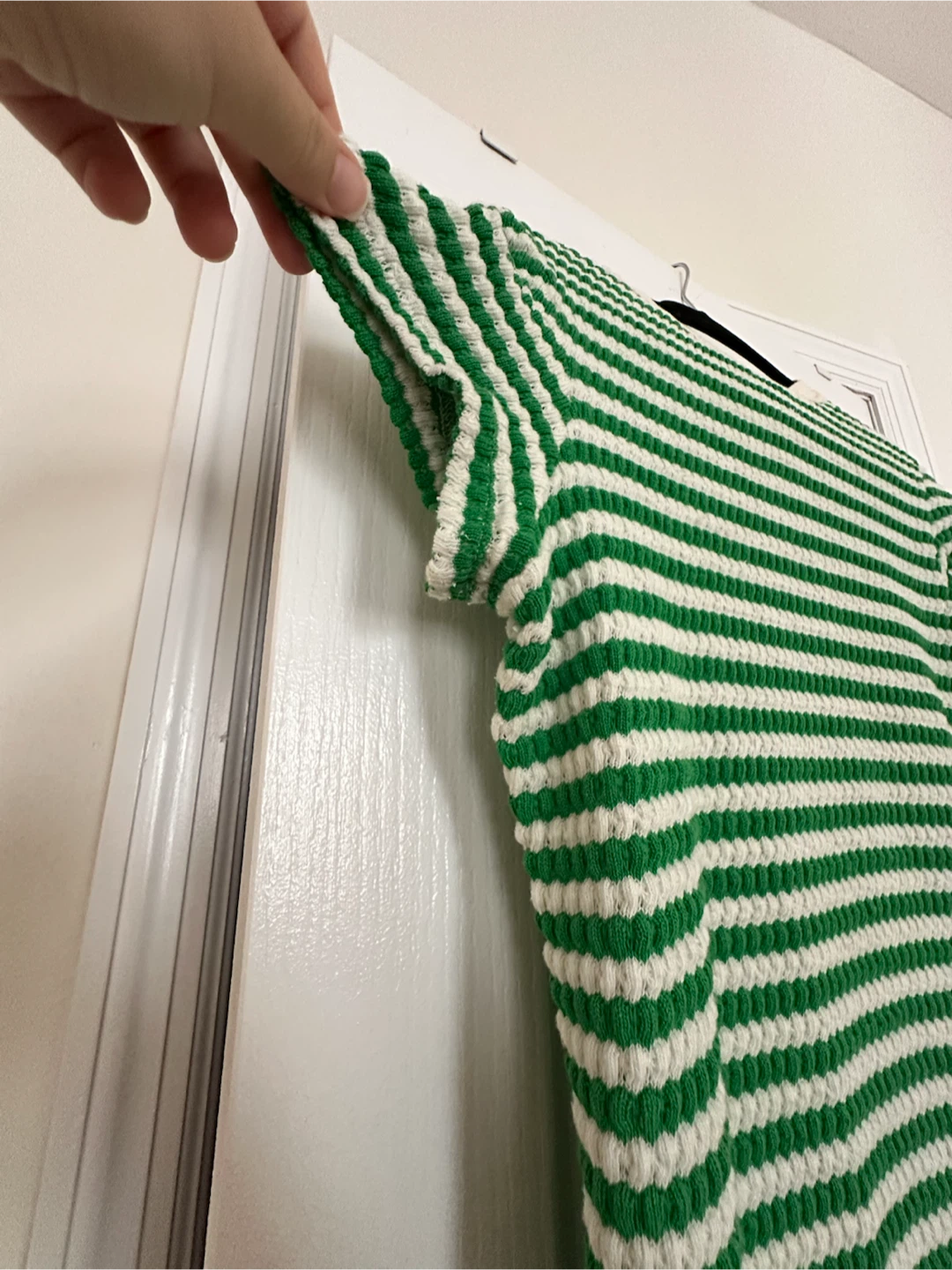 Mango Striped Green & White Button-Up Midi Dress - photo 5