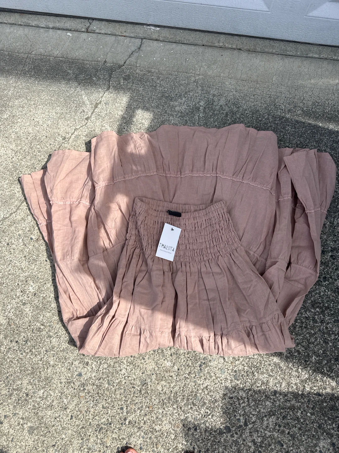 THALUTA women's linen blend blouse and skirt set