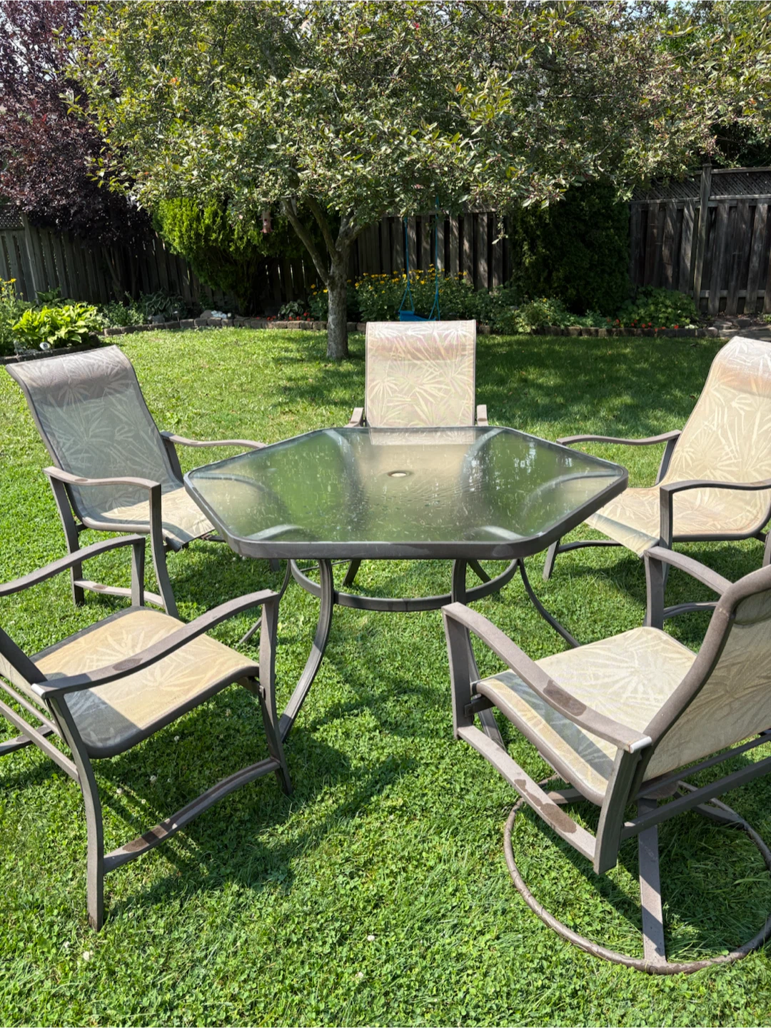 Glass Top Patio Dining Set with 4 Chairs - photo 3
