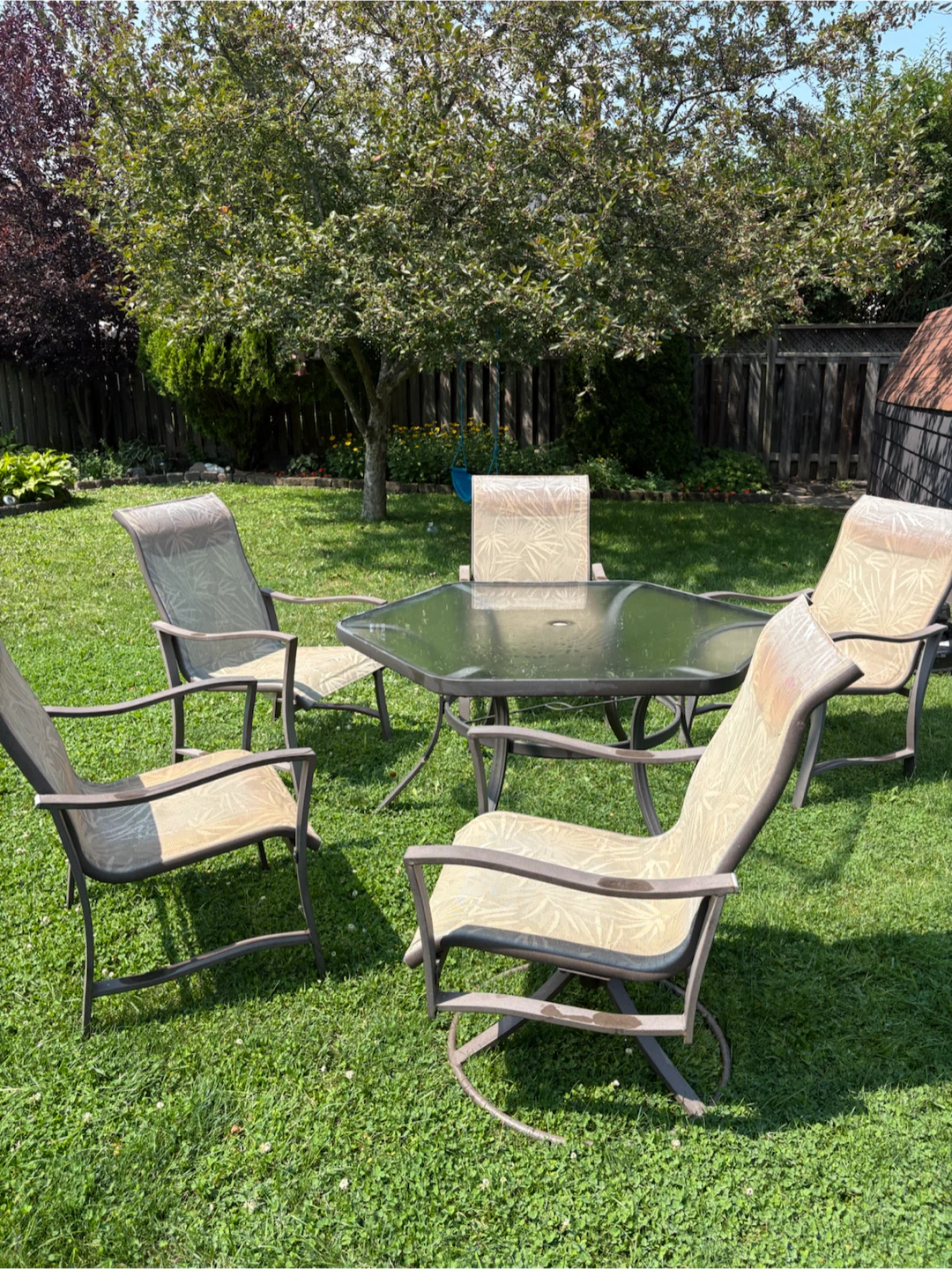 Glass Top Patio Dining Set with 4 Chairs - photo 4