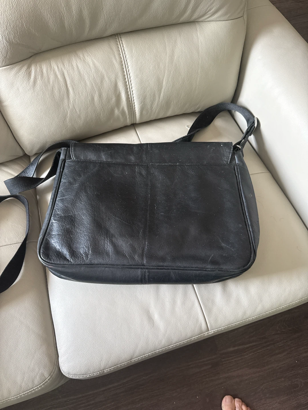Black Leather Messenger Bag