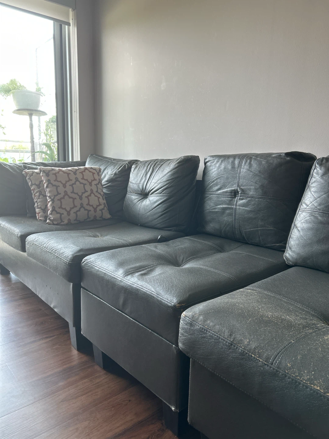 Grey Leather Sectional Sofa