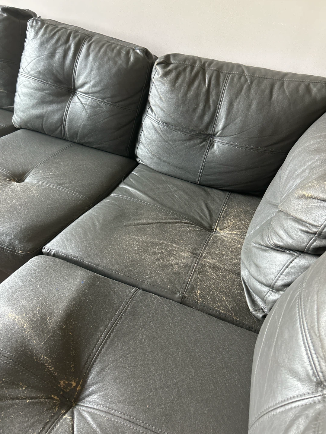 Grey Leather Sectional Sofa - photo 2