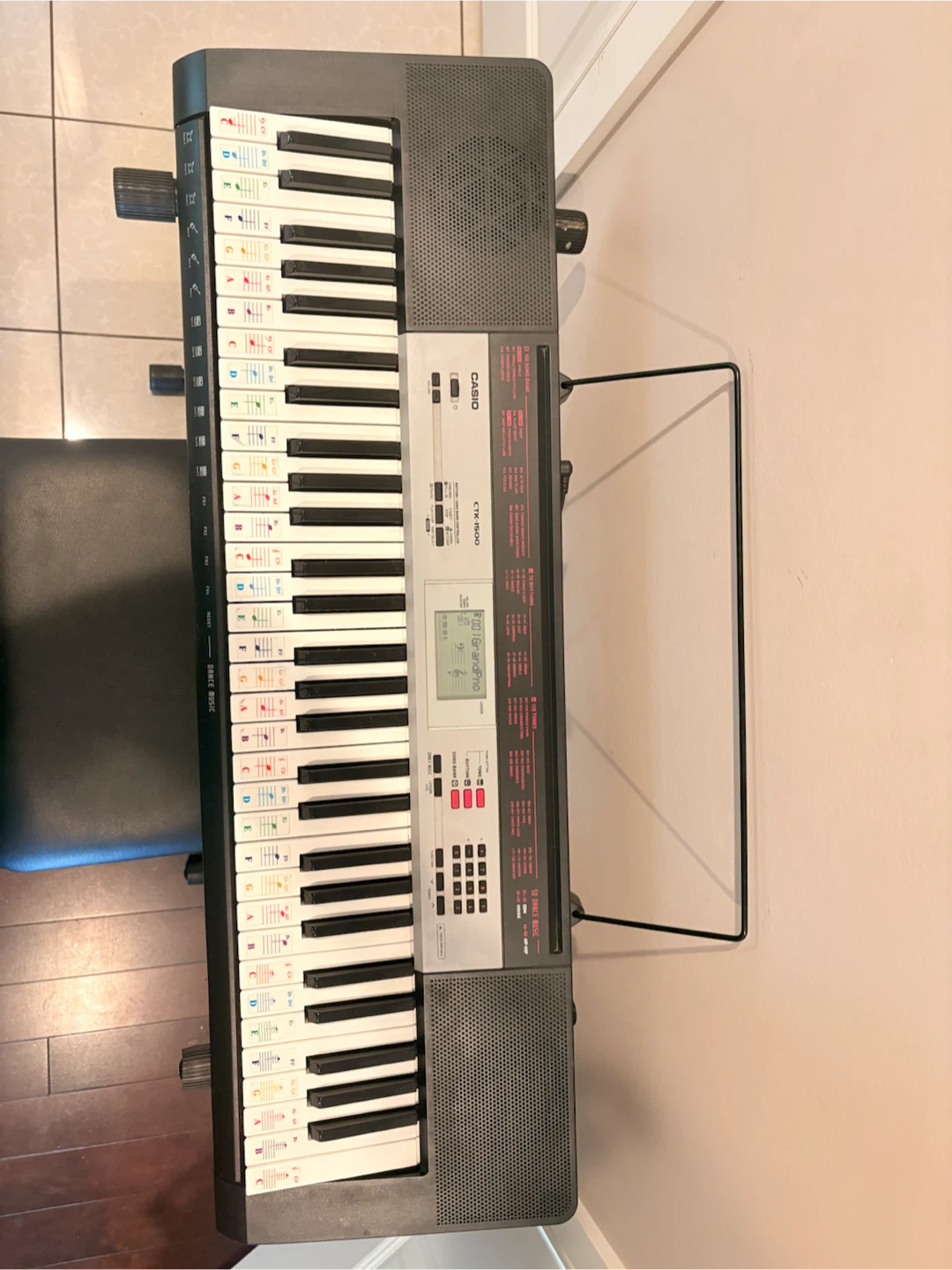 Casio CTK-1500 keyboard with stand and bench
