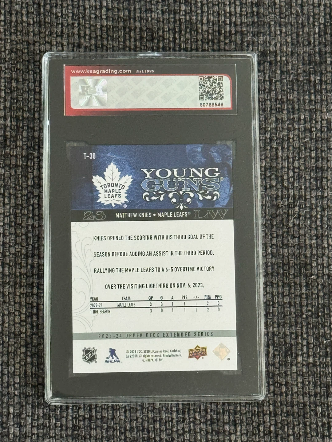 2023-24 UD Extended Matthew Knies Young Guns Tribute RC 8.5 KSA - photo 2