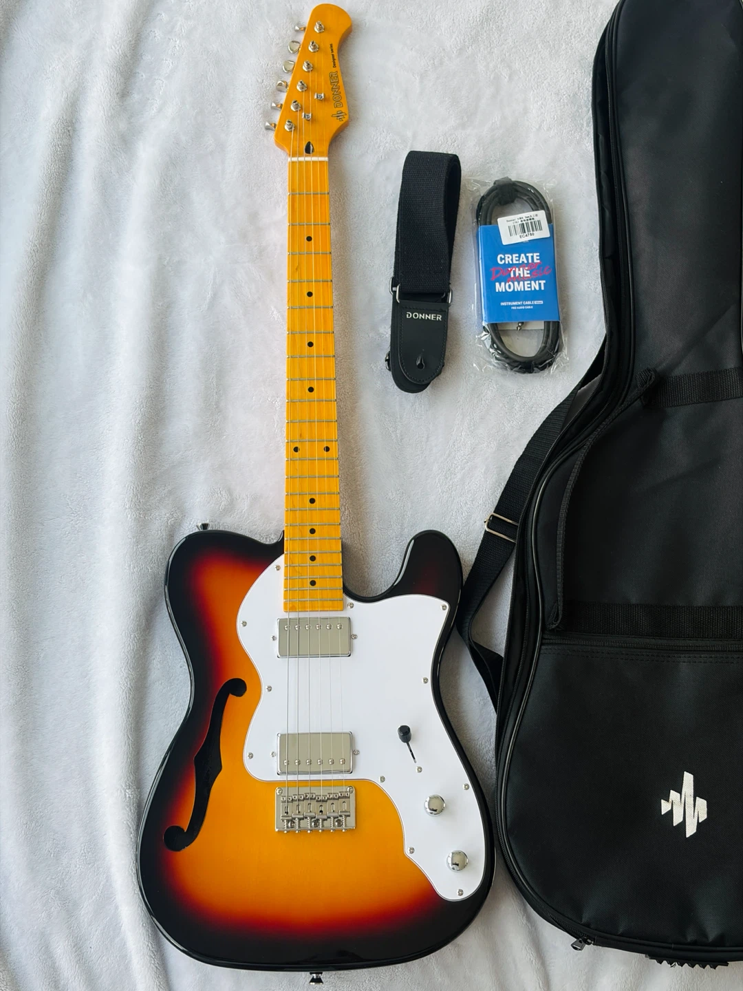 Never used Donner telecaster Guitar with Case and Accessories