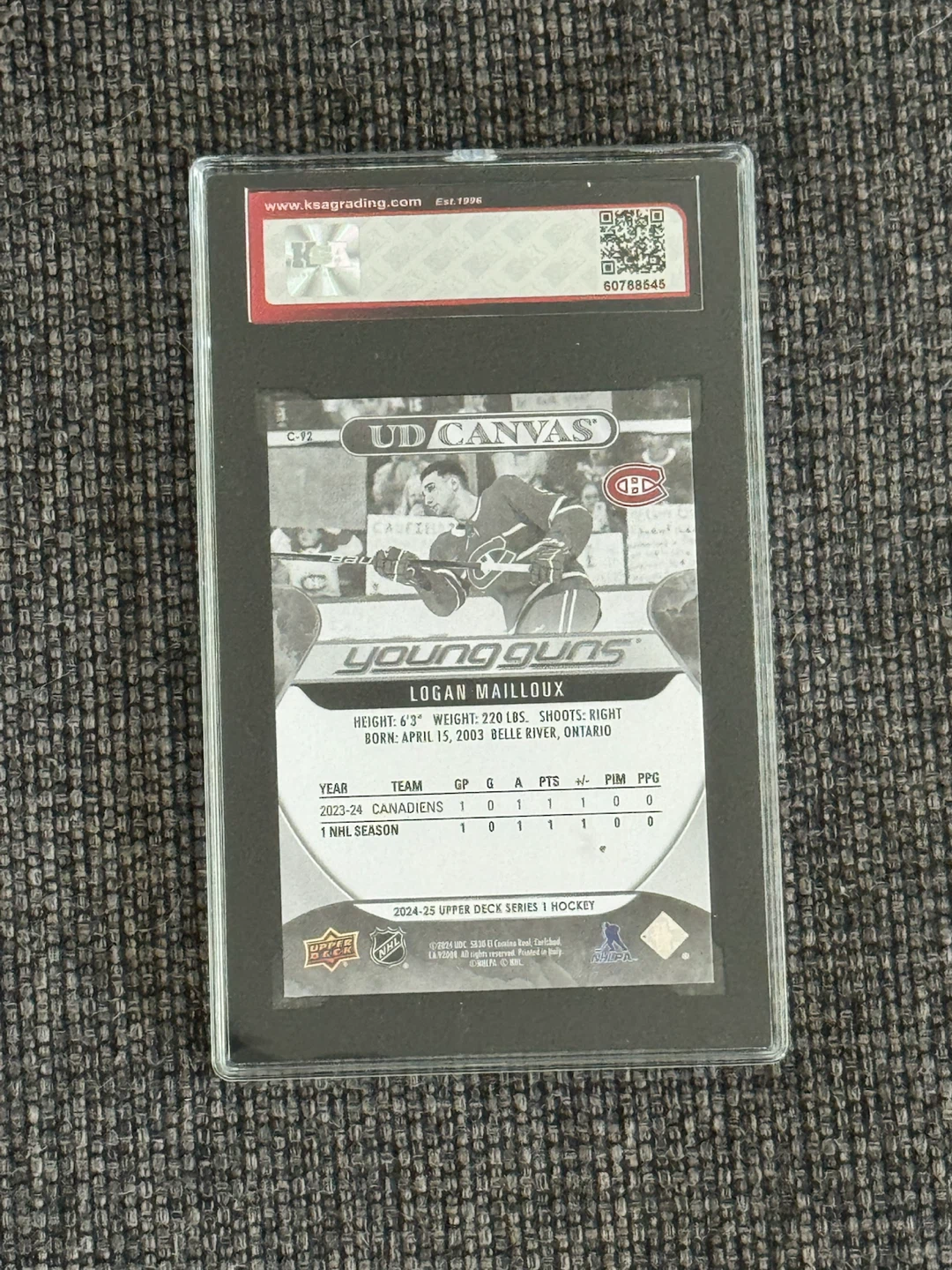 2024-25 Upper Deck Logan Mailloux Rookie Card #C-92 - photo 2