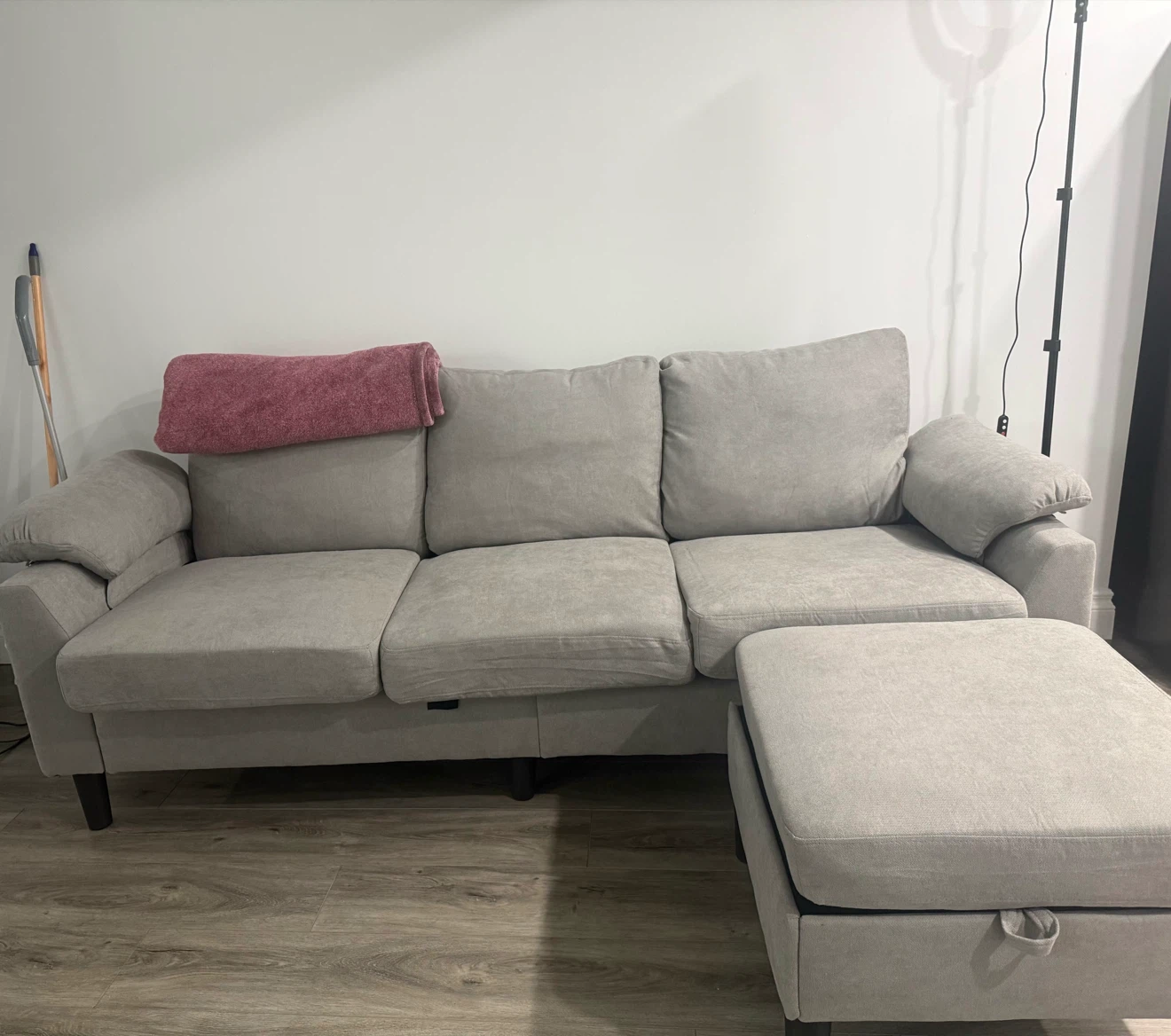 Grey Sectional Sofa with Ottoman