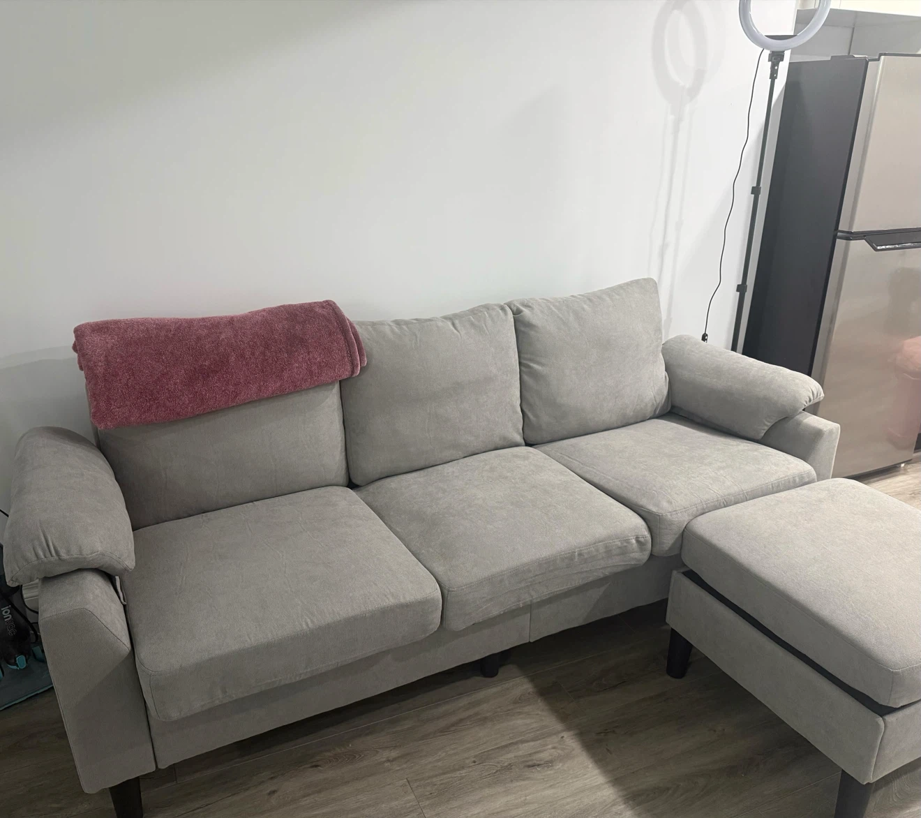 Grey Sectional Sofa with Ottoman - photo 2