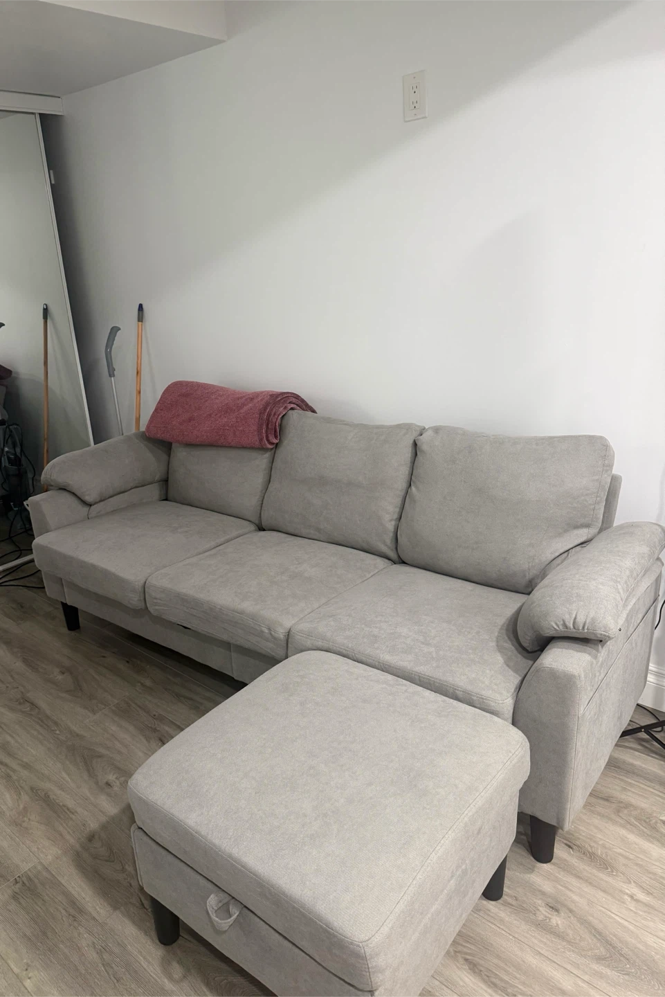 Grey Sectional Sofa with Ottoman - photo 3