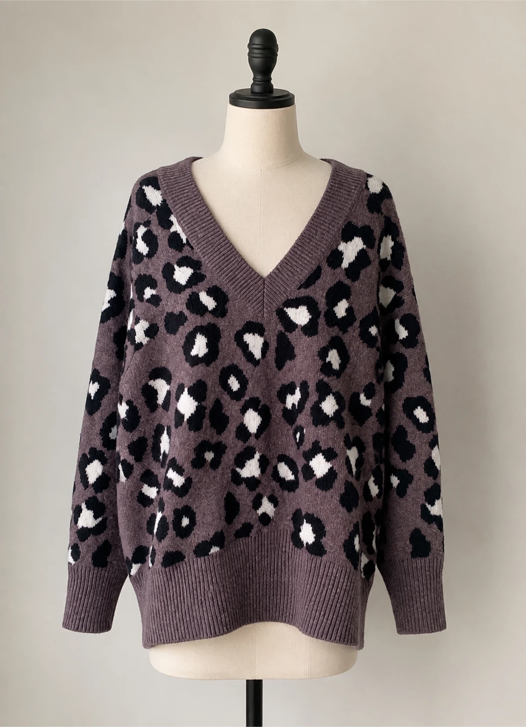 Urban Outfitters A New Day Leopard Print V-Neck Sweater