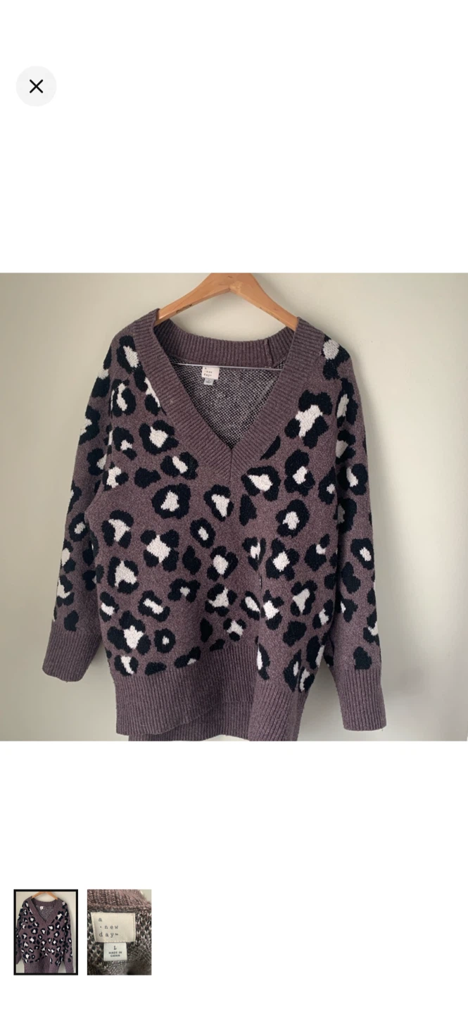 Urban Outfitters A New Day Leopard Print V-Neck Sweater - photo 2