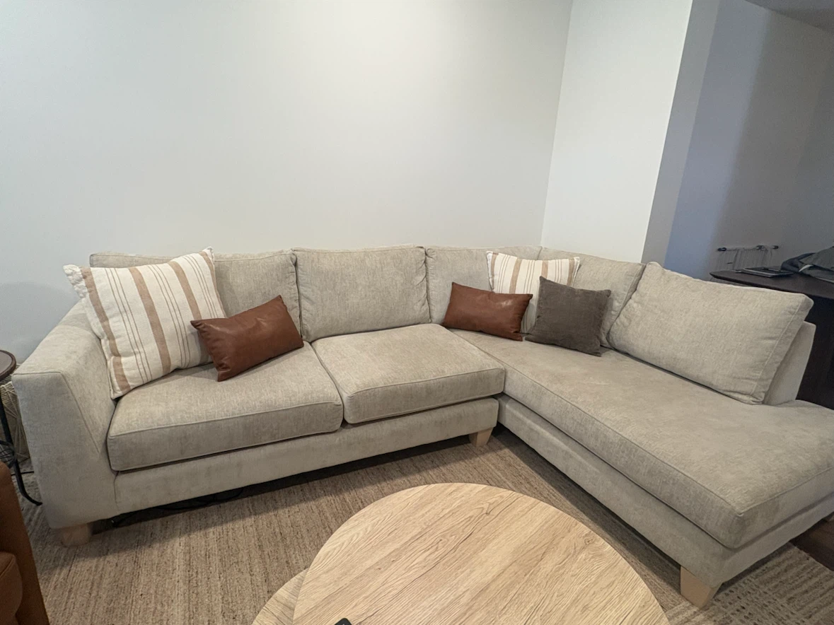Light Beige Sectional Sofa with Chaise