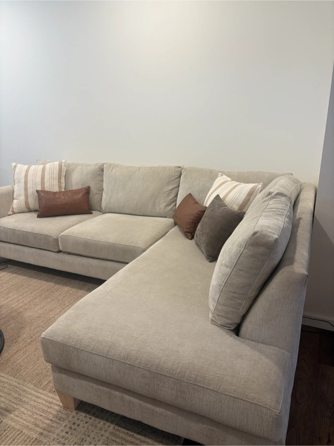 Light Beige Sectional Sofa with Chaise - photo 2