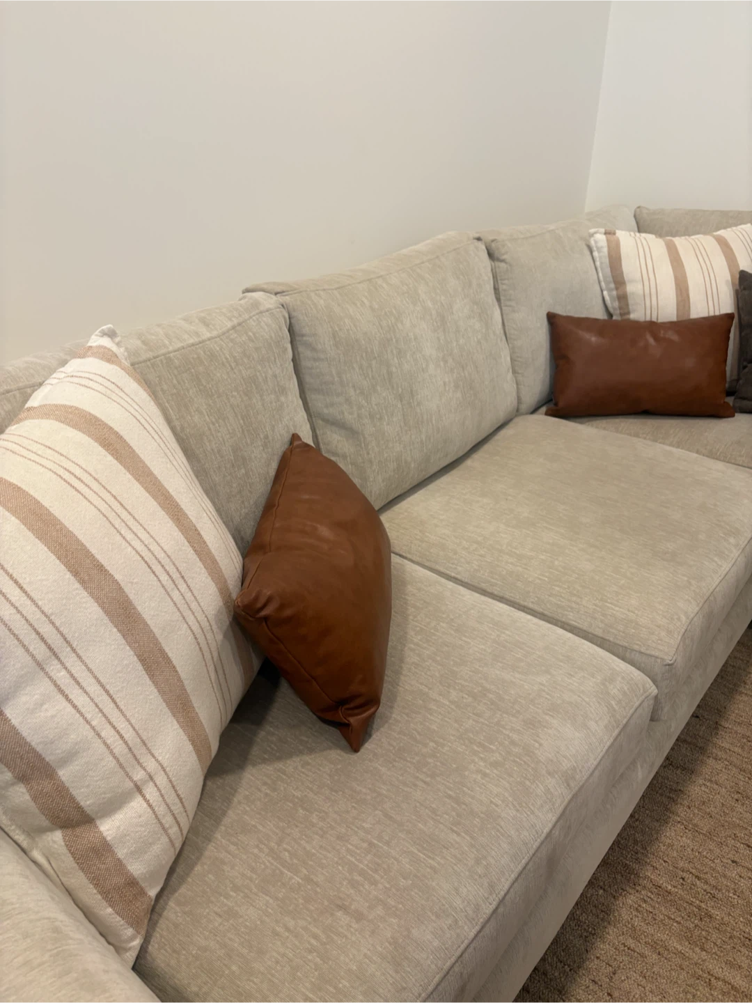 Light Beige Sectional Sofa with Chaise - photo 4