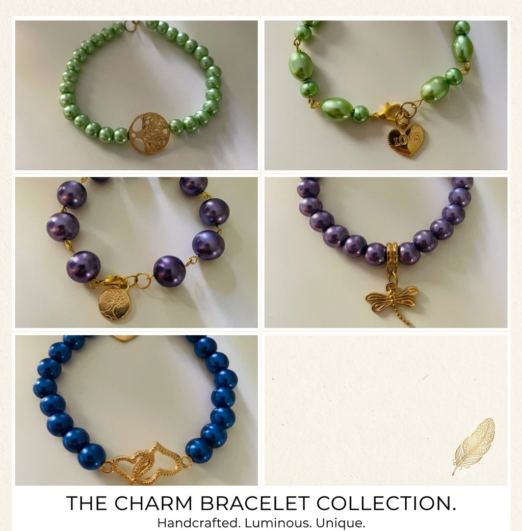 Beautiful Handmade Pearl Bead Charm Bracelets ✨