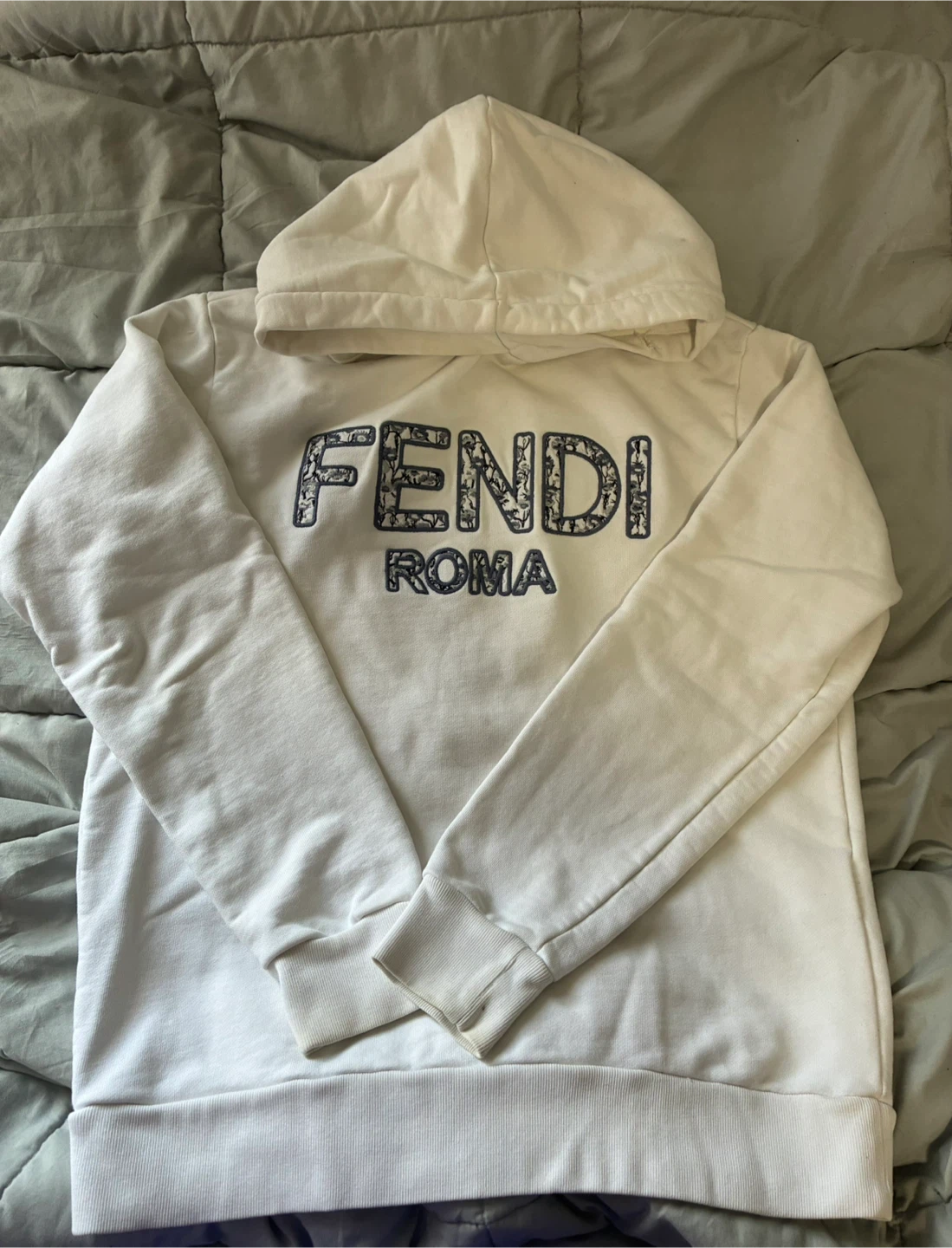 Fendi Roma Logo Hoodie White Mens Size X Small