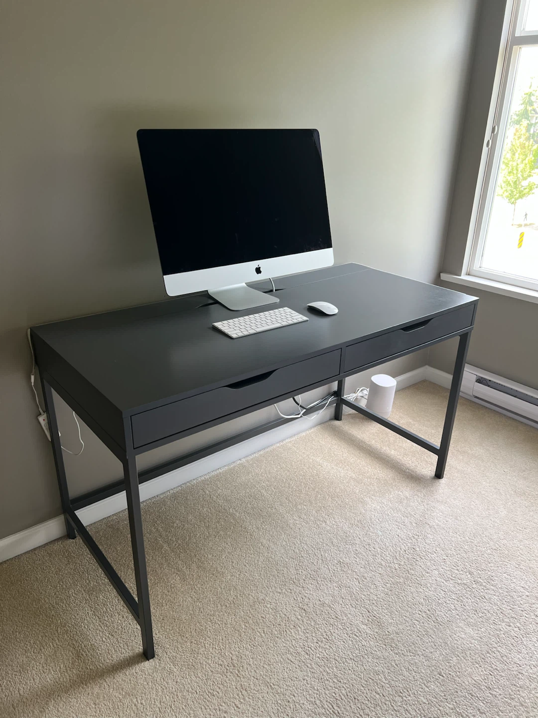 IKEA Dark Grey Desk with Two Drawers