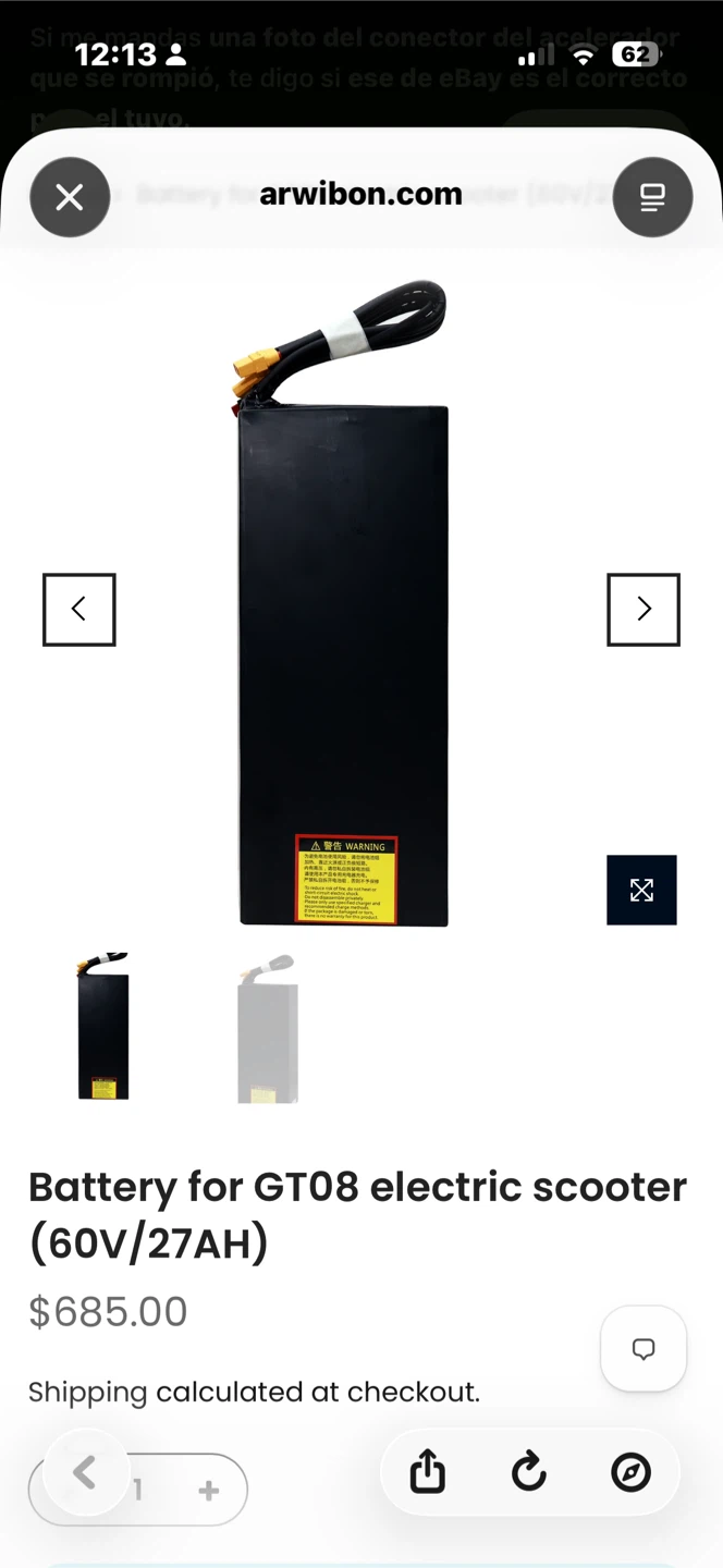 Battery for GT08 Electric Scooter (60V/27AH)
