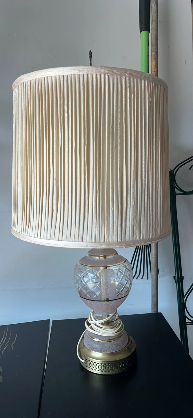 Vintage Pink Frosted Glass Table Lamp