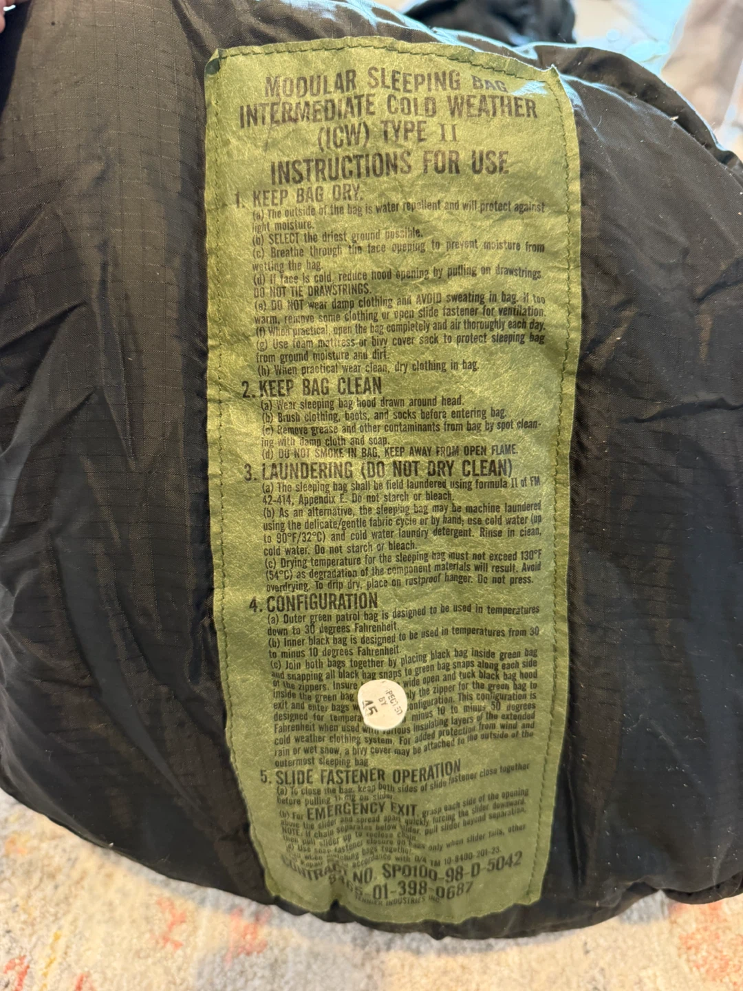 Modular Sleeping Bag - Intermediate Cold Weather (IGW) Type II - photo 3