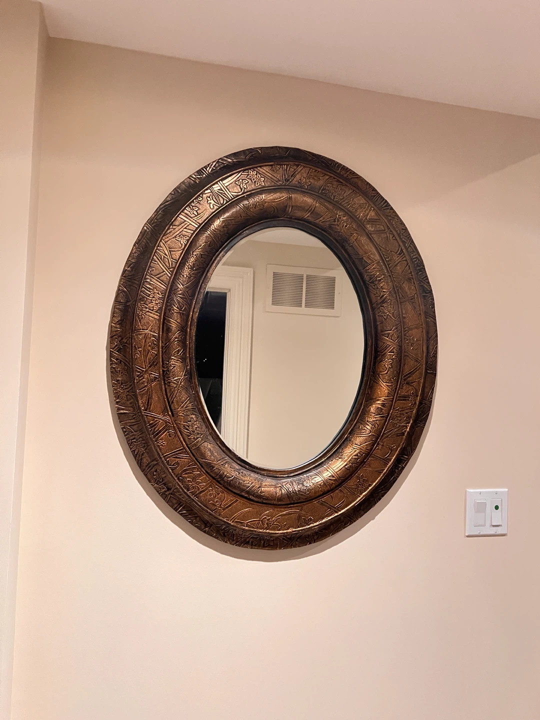 Ornate Round Mirror with Bronze Finish