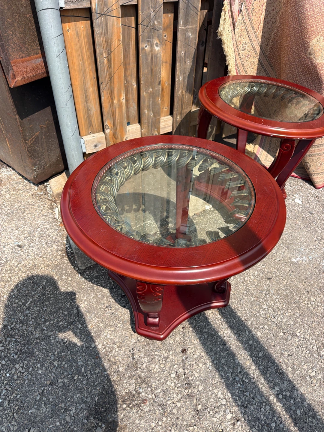 Red glass table set