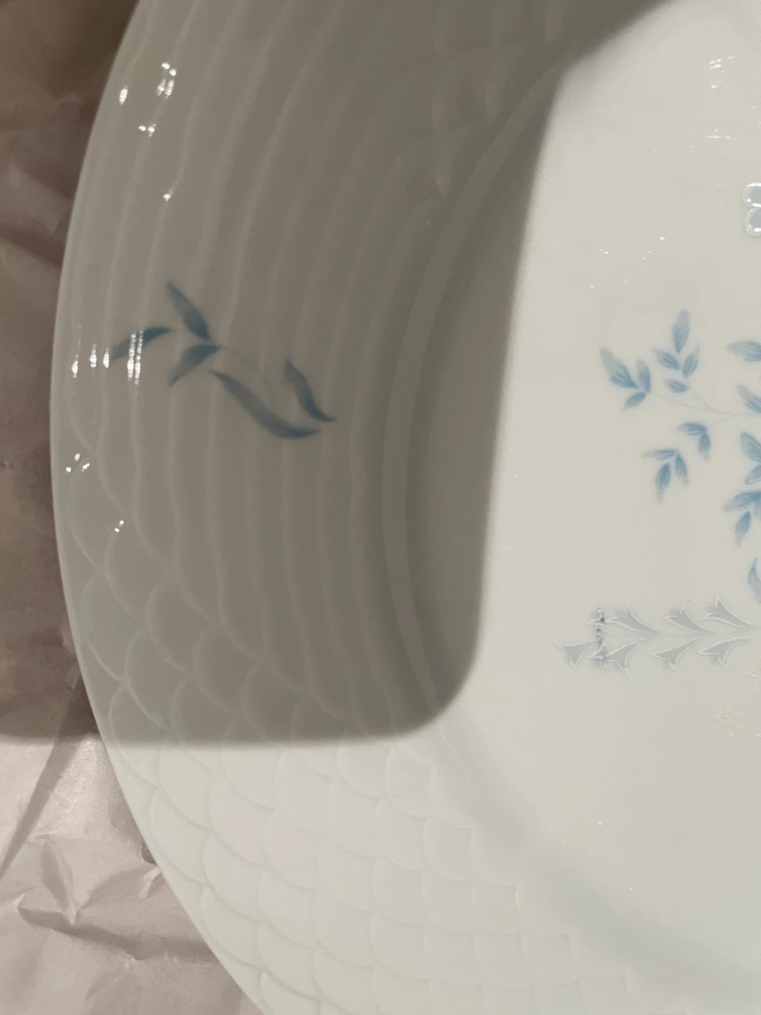 White Dinner Plates with Blue Floral Design - photo 3