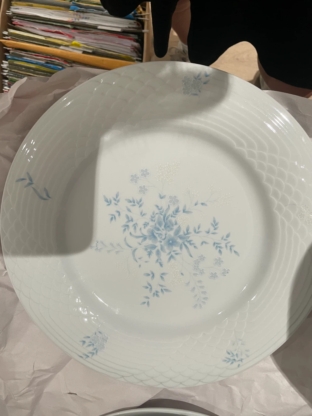 White Dinner Plates with Blue Floral Design - photo 4