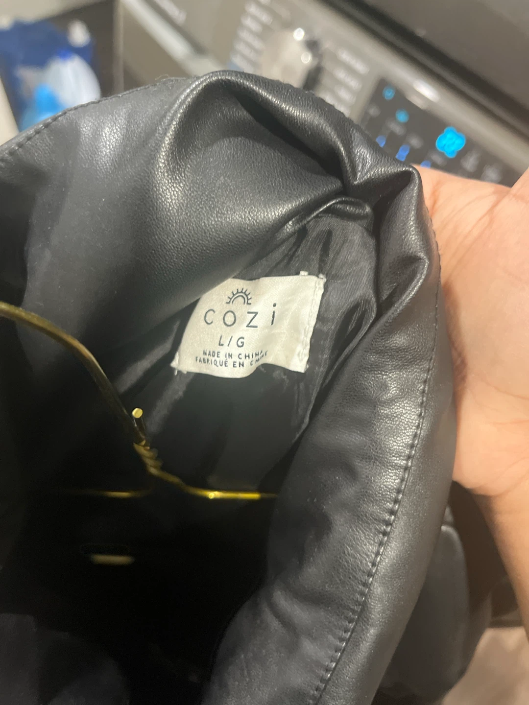 COZI Black Faux Leather Puffer Jacket - photo 2