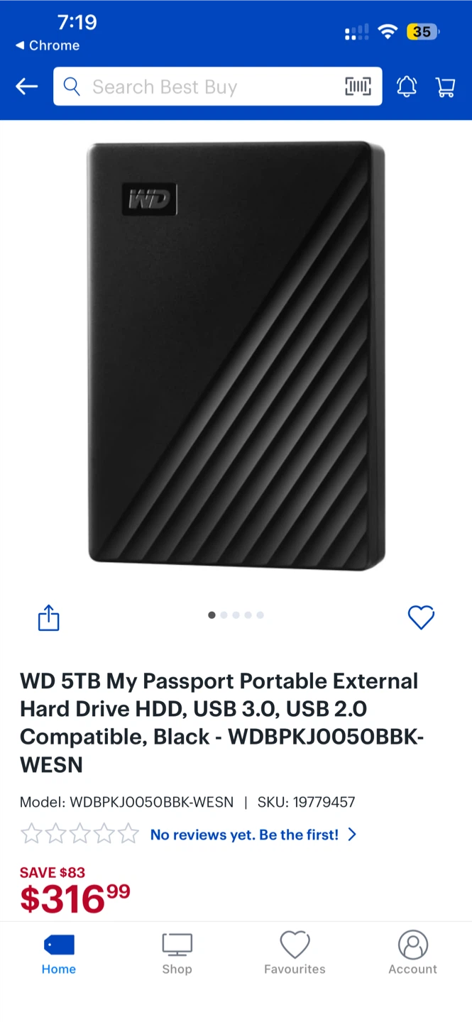 WD 5TB My Passport Portable External Hard Drive HDD