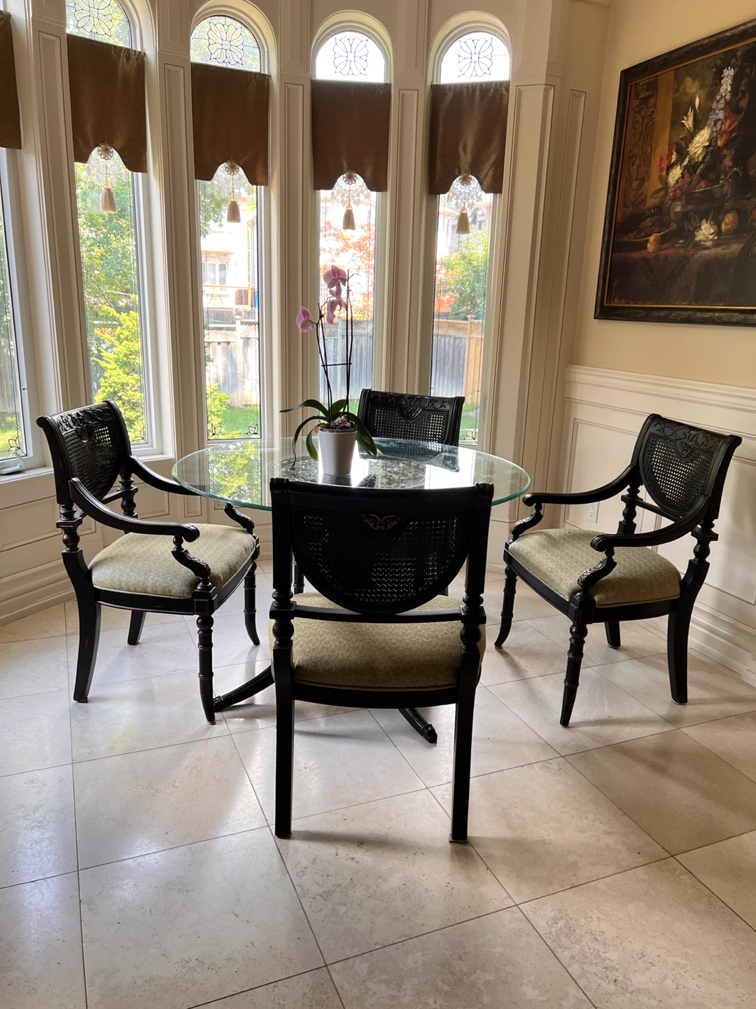 Round Glass Top Dining Table with 4 Chairs - photo 3
