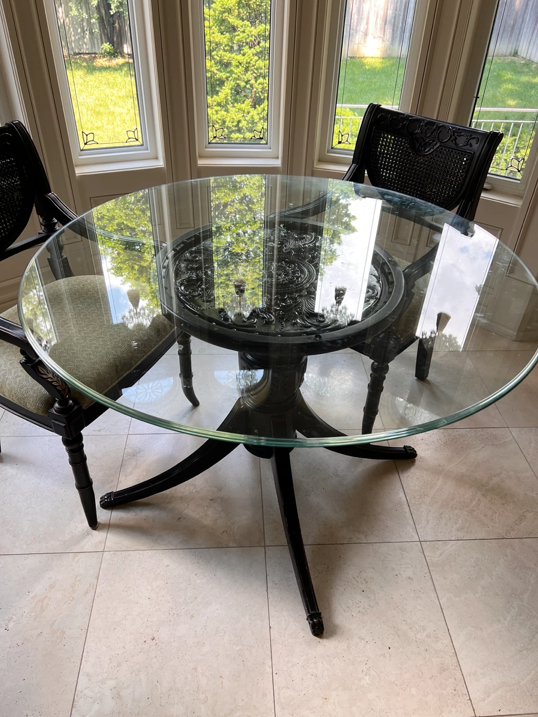 Round Glass Top Dining Table with 4 Chairs - photo 5