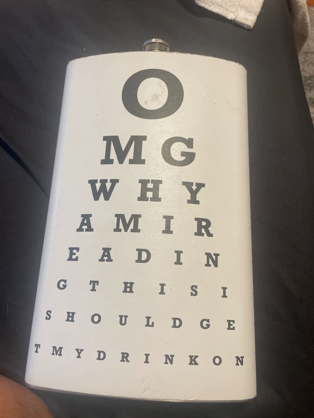 Novelty Flask with Eye Chart Design