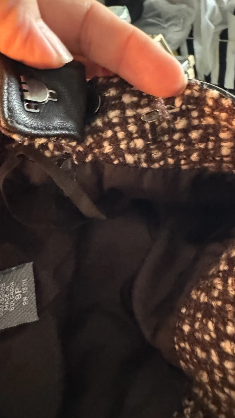 Brown Tweed Mini Skirt with Faux Leather Trim - photo 3
