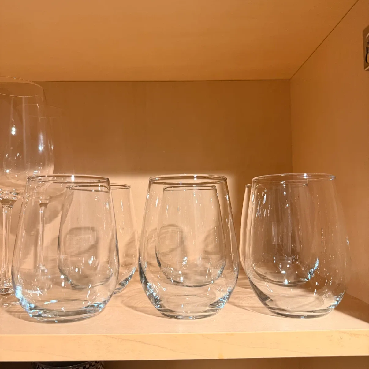 Set of 6 Clear Stemless Wine Glasses