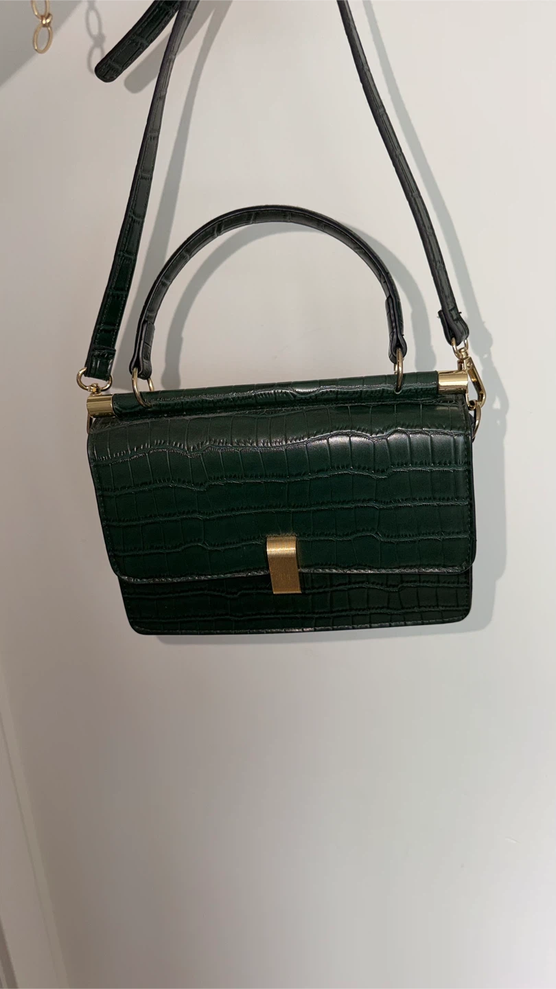 Green Crocodile-Embossed Handbag
