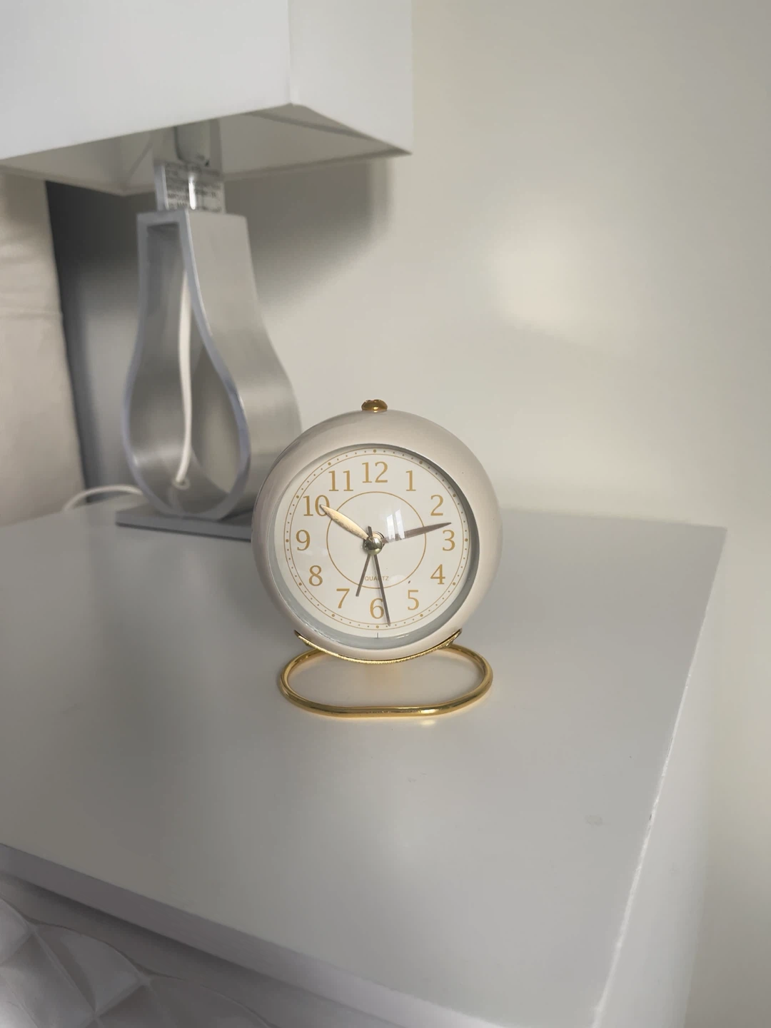 Cream Round Alarm Clock with Gold Stand