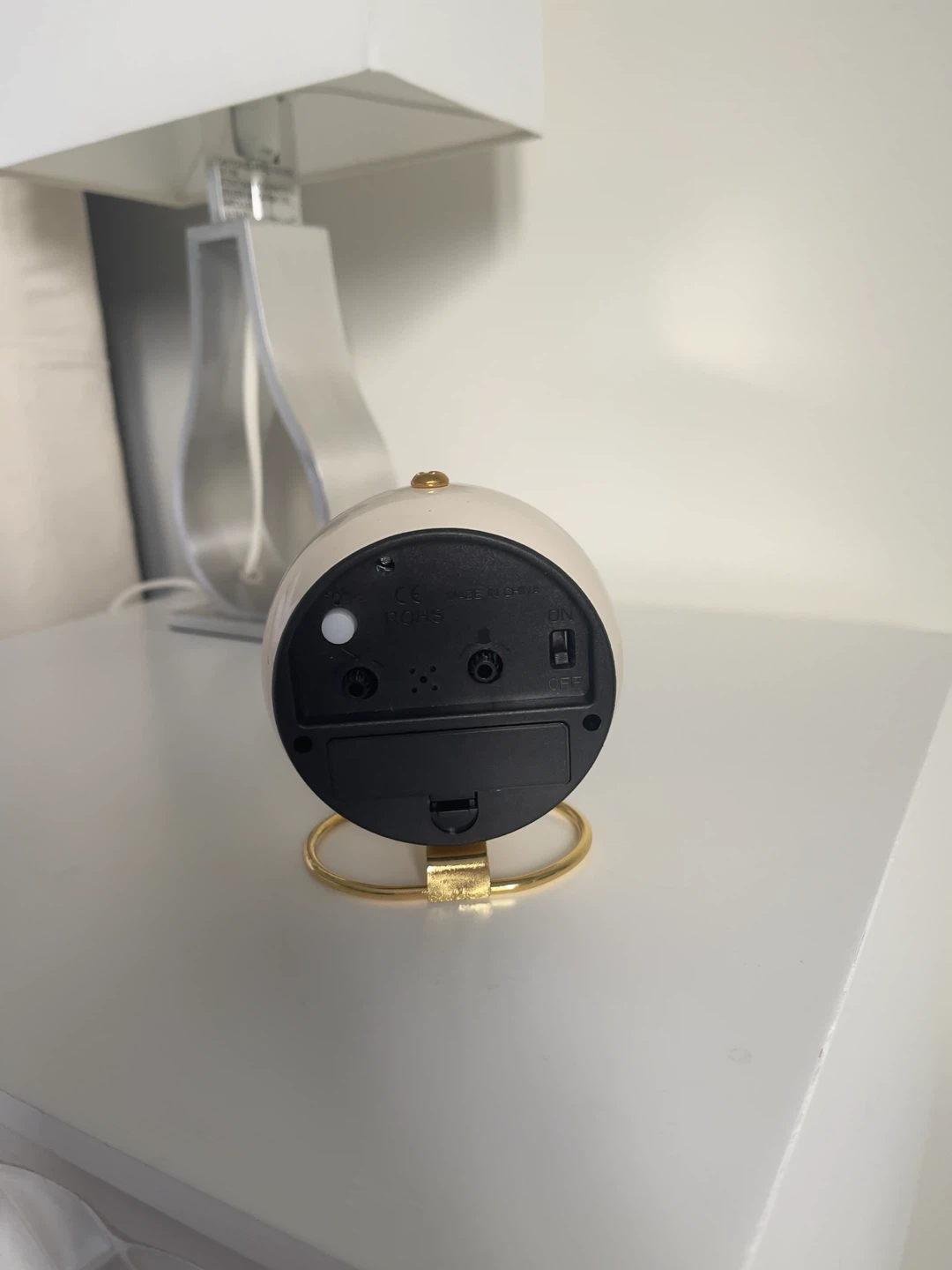 Cream Round Alarm Clock with Gold Stand - photo 2