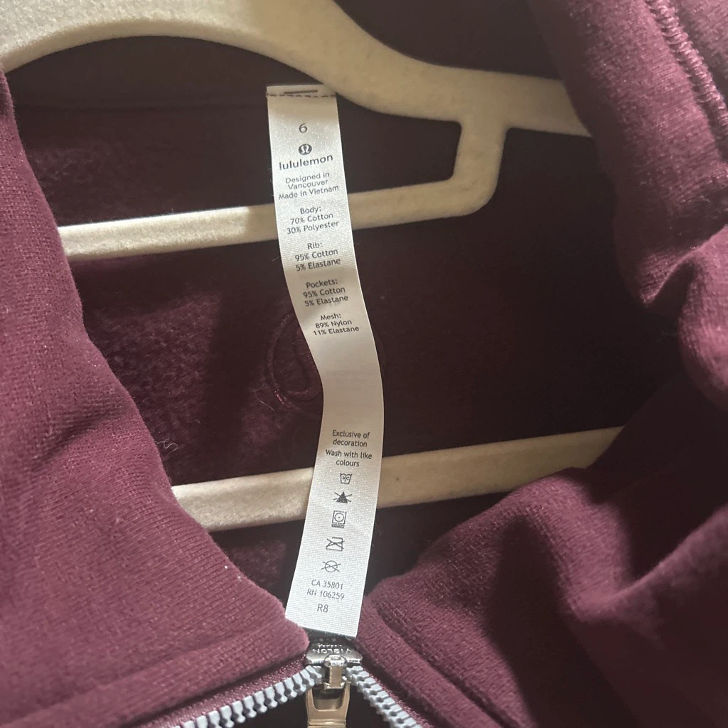 Lululemon Burgundy Full Zip Jacket Size 6 - photo 2