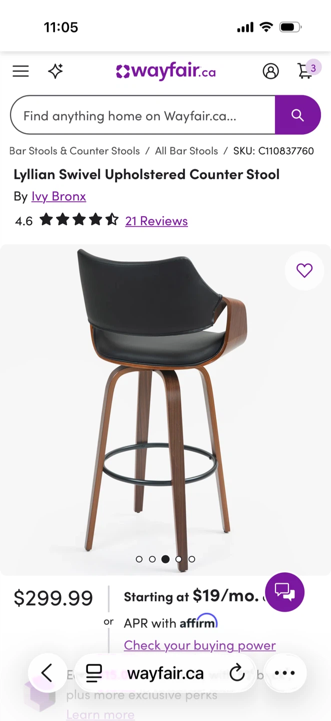 Ivy Bronx Lyllian Swivel Upholstered Counter Stool - photo 5