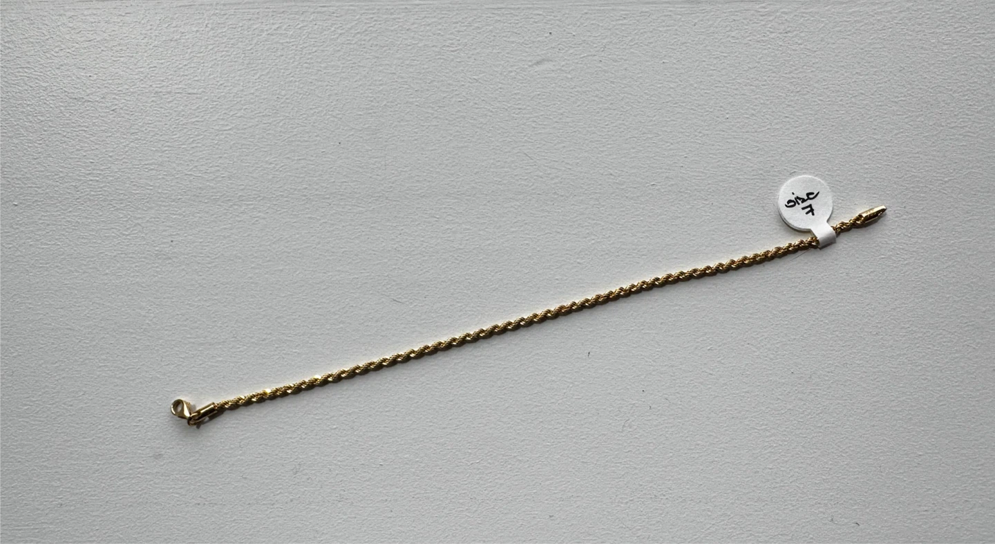 18K Gold Rope Chain Bracelet Size 7 - photo 2