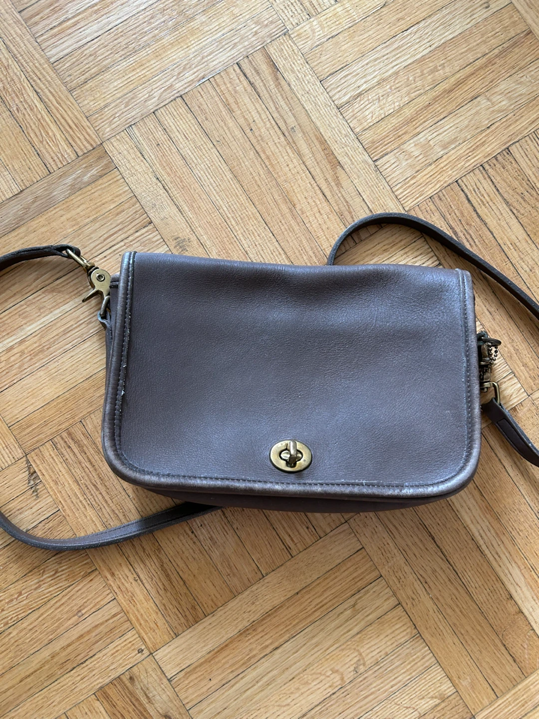 Coach Brown Leather Flap Crossbody Bag