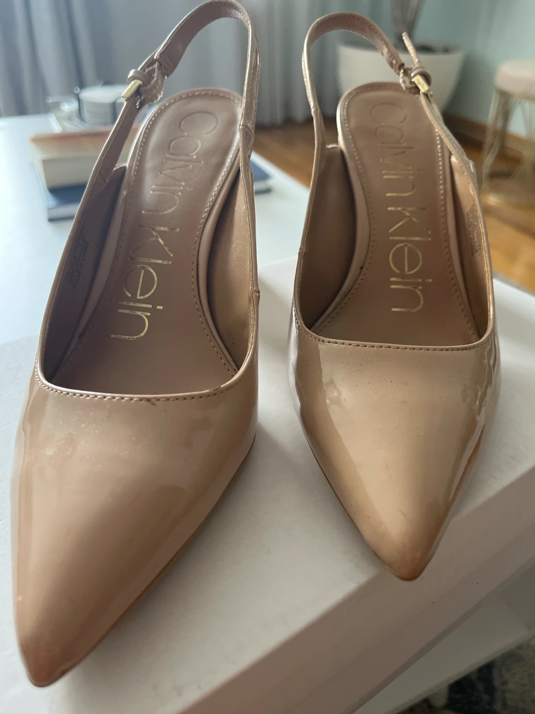 Calvin Klein Patent Slingback Heels Size 7.5