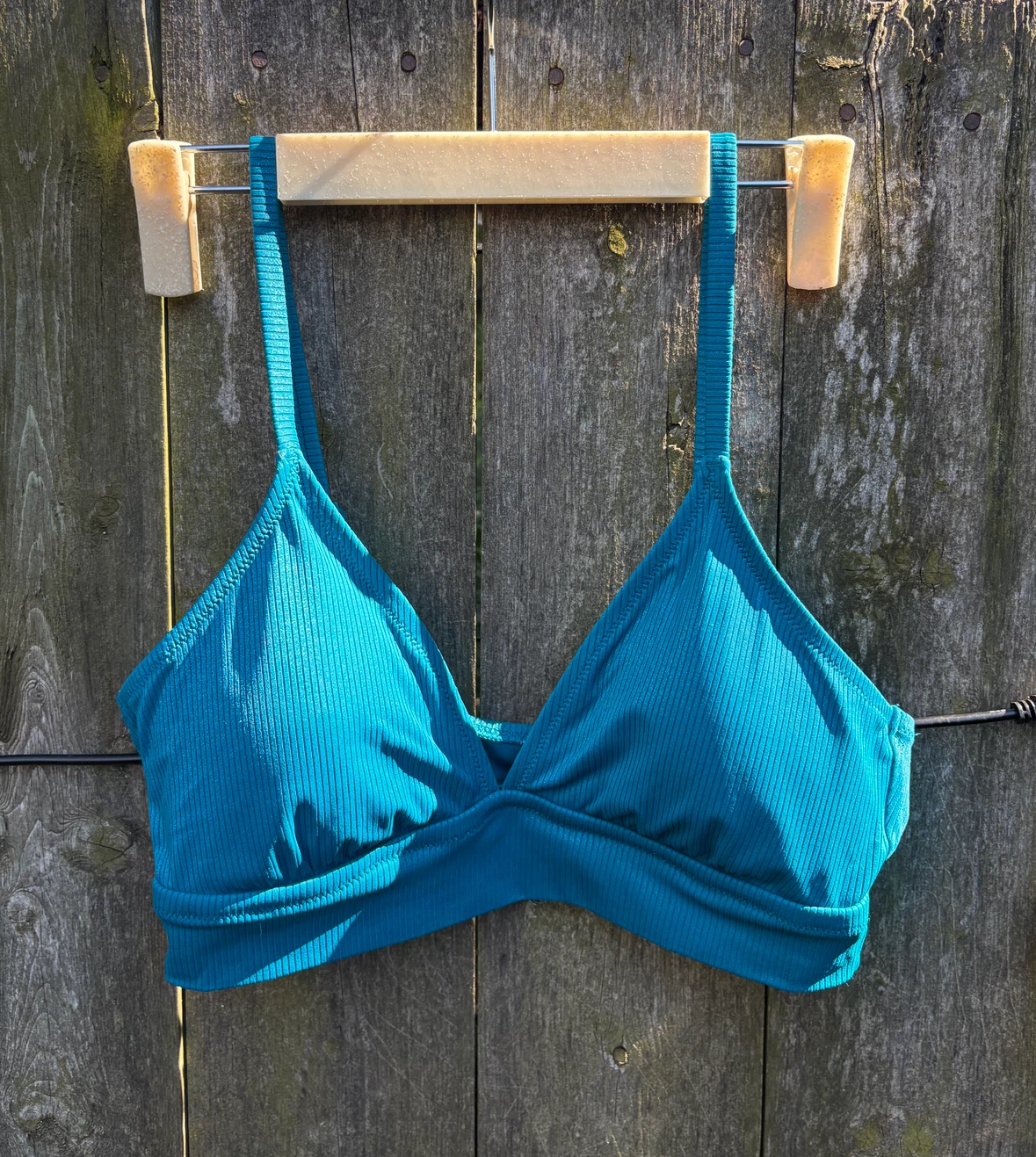 Aerie Ribbed Triangle Bikini Top - Blue