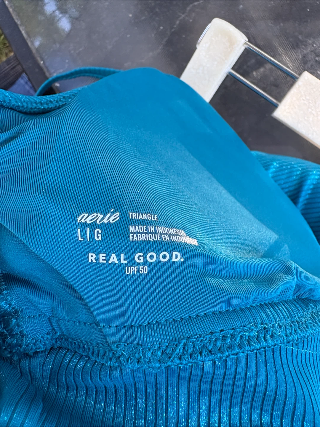 Aerie Ribbed Triangle Bikini Top - Blue - photo 4