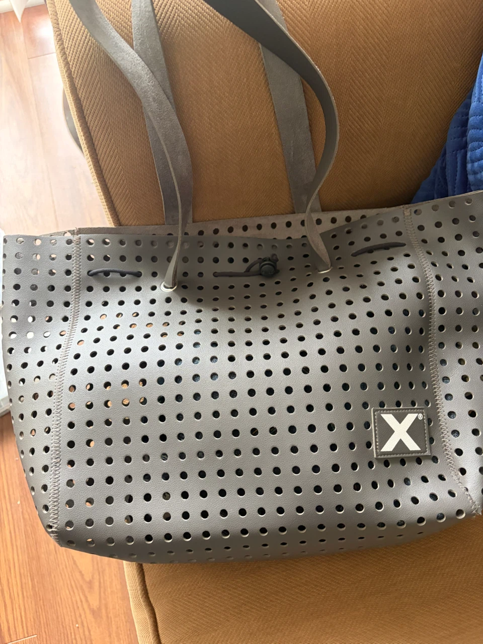 Grey Perforated Tote Bag