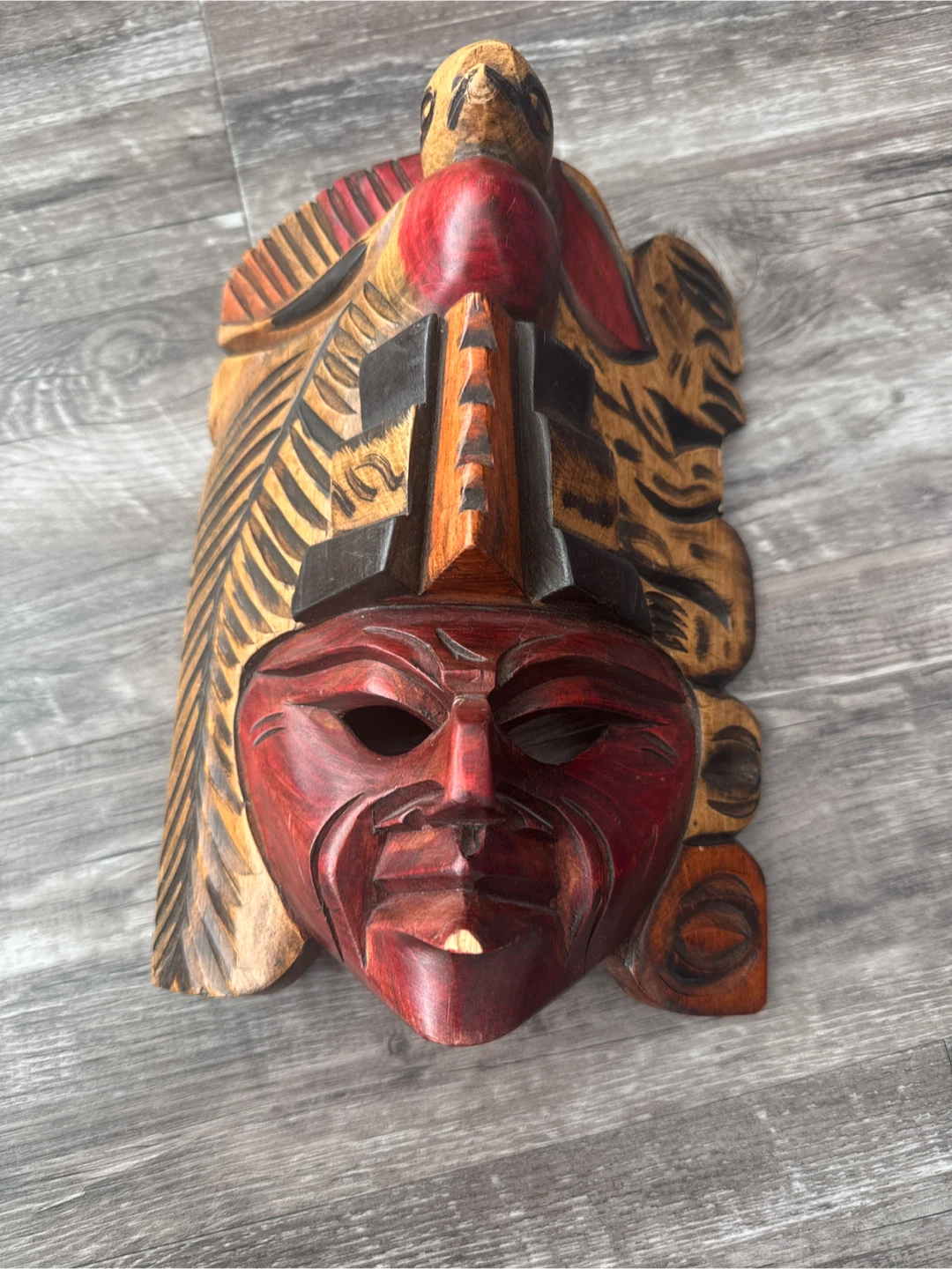 Hand Carved Wooden Mask Wall Decor - photo 2